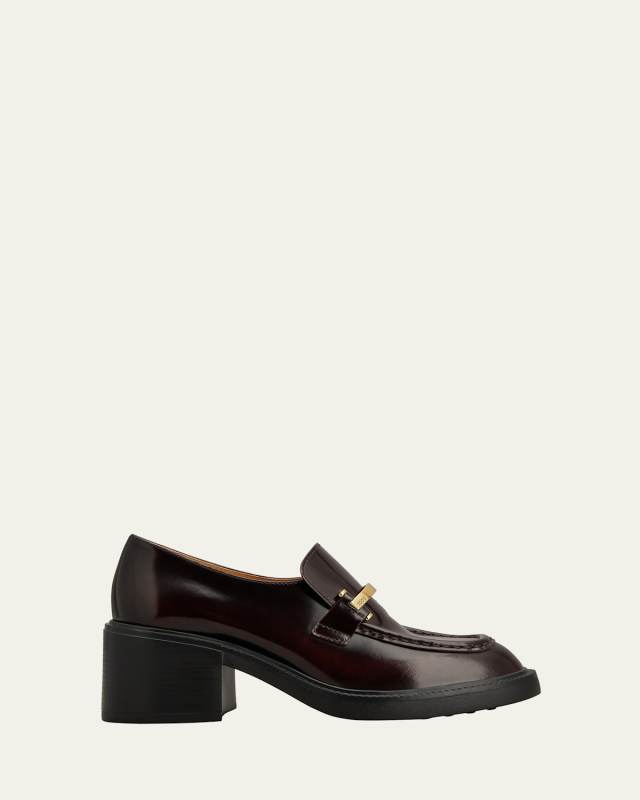 Gomma Leather Block-Heel Loafers